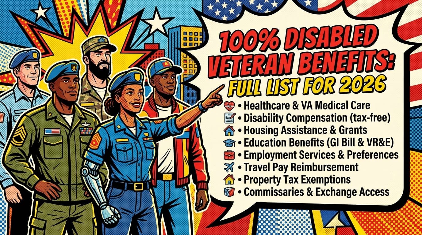 100 Disabled Veteran Benefits: Full List for 2026