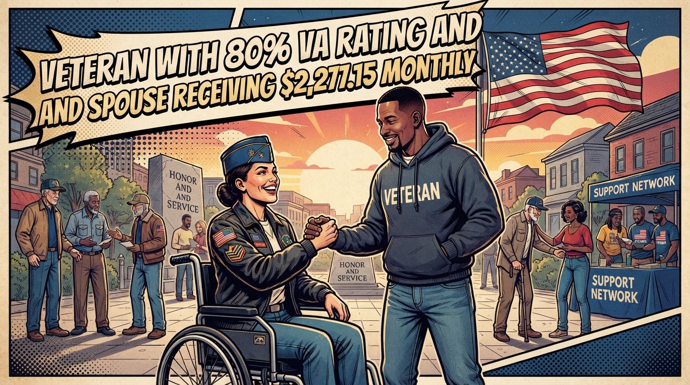 80% VA disability pay with spouse 2026