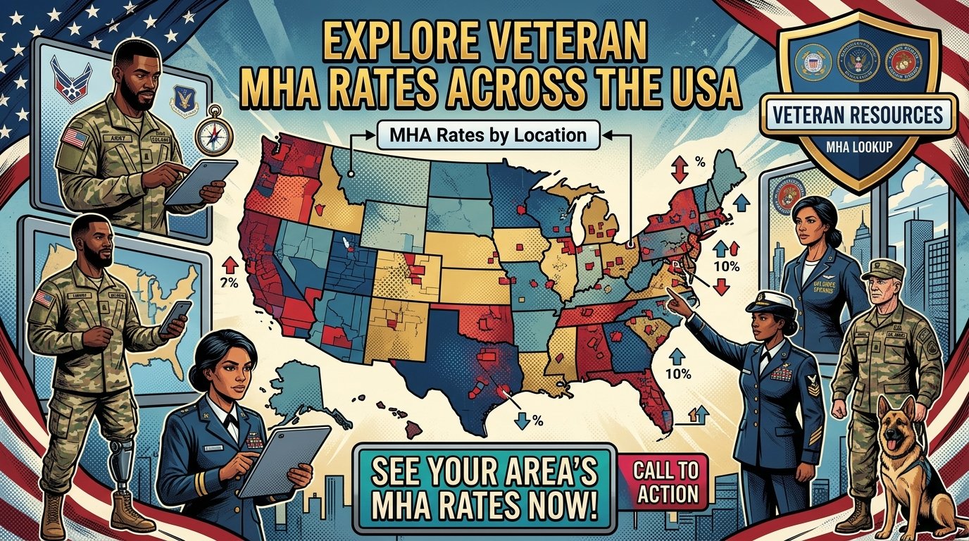 Map of the United States with MHA rate variations highlighted
