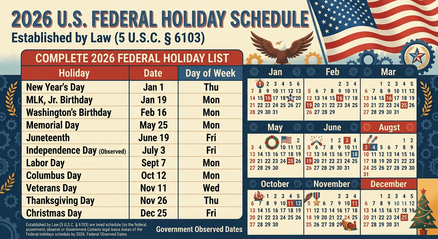 Complete 2026 Federal Holiday Schedule