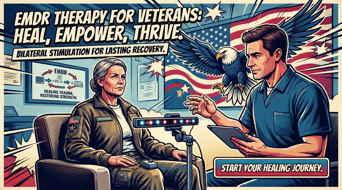 Veteran receiving EMDR therapy with bilateral eye movement stimulation