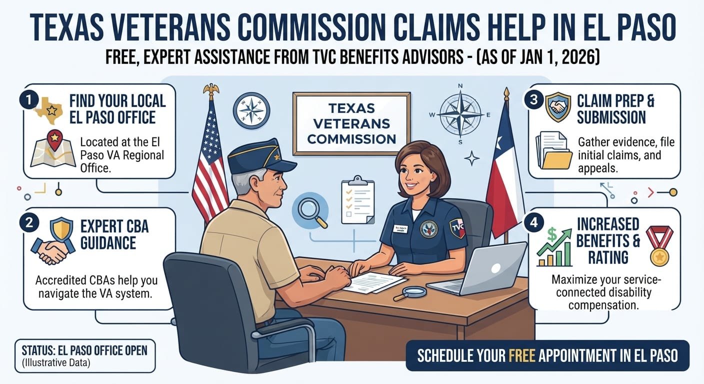 El Paso veterans commission benefit advisor free