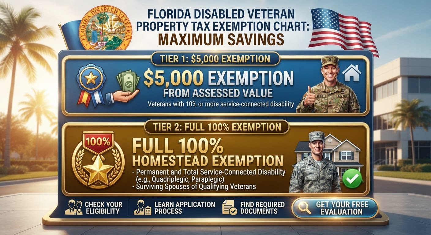Florida veterans property tax exemption disability rating