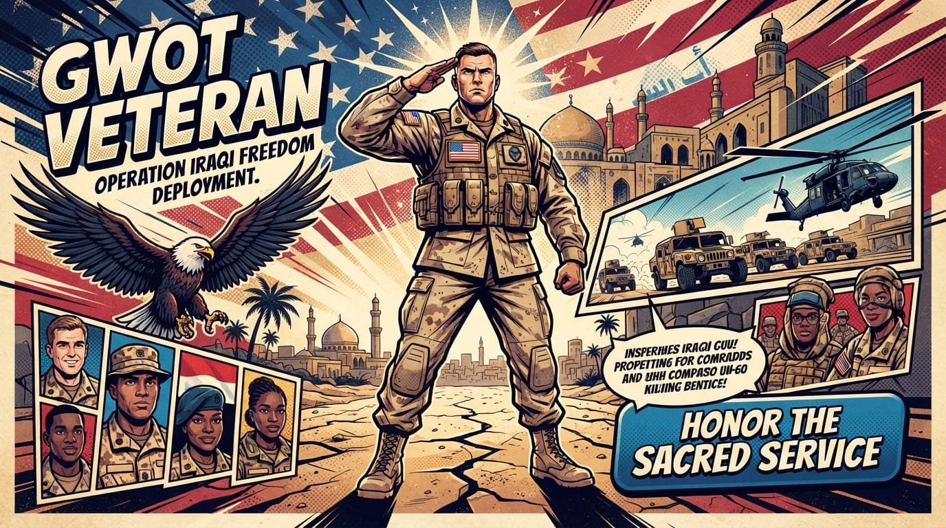 GWOT veteran in uniform during Operation Iraqi Freedom deployment