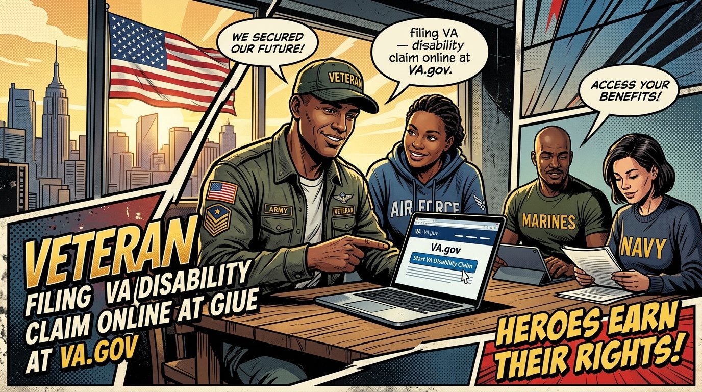 Veteran filing VA disability claim online at VA.gov