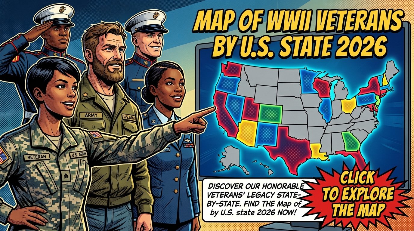 Map of WWII veterans by U.S. state 2026
