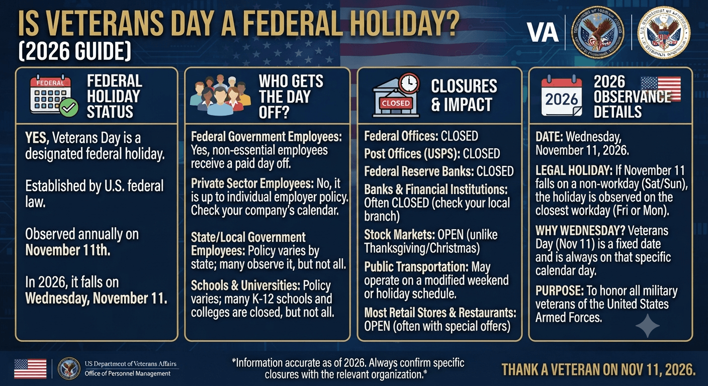 Is Veterans Day a Federal Holiday
