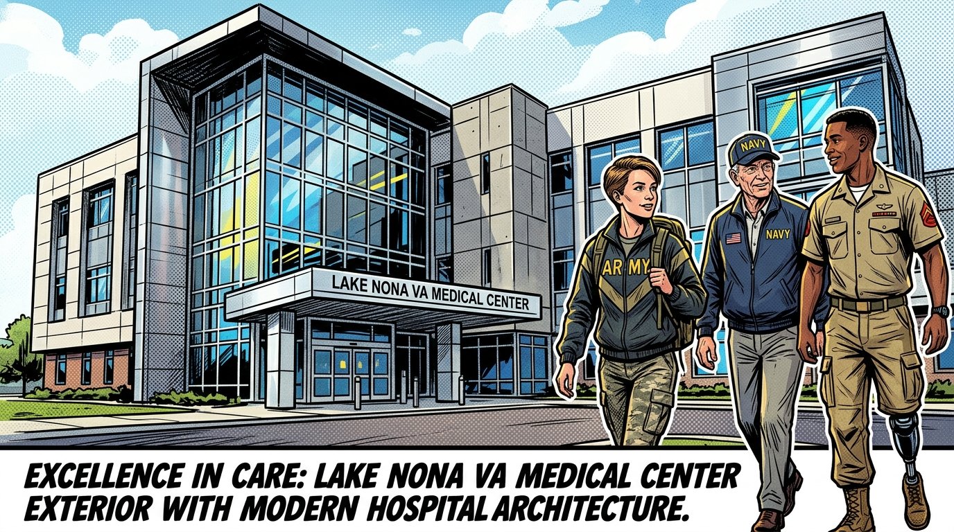 Lake Nona VA Medical Center exterior with modern hospital architecture