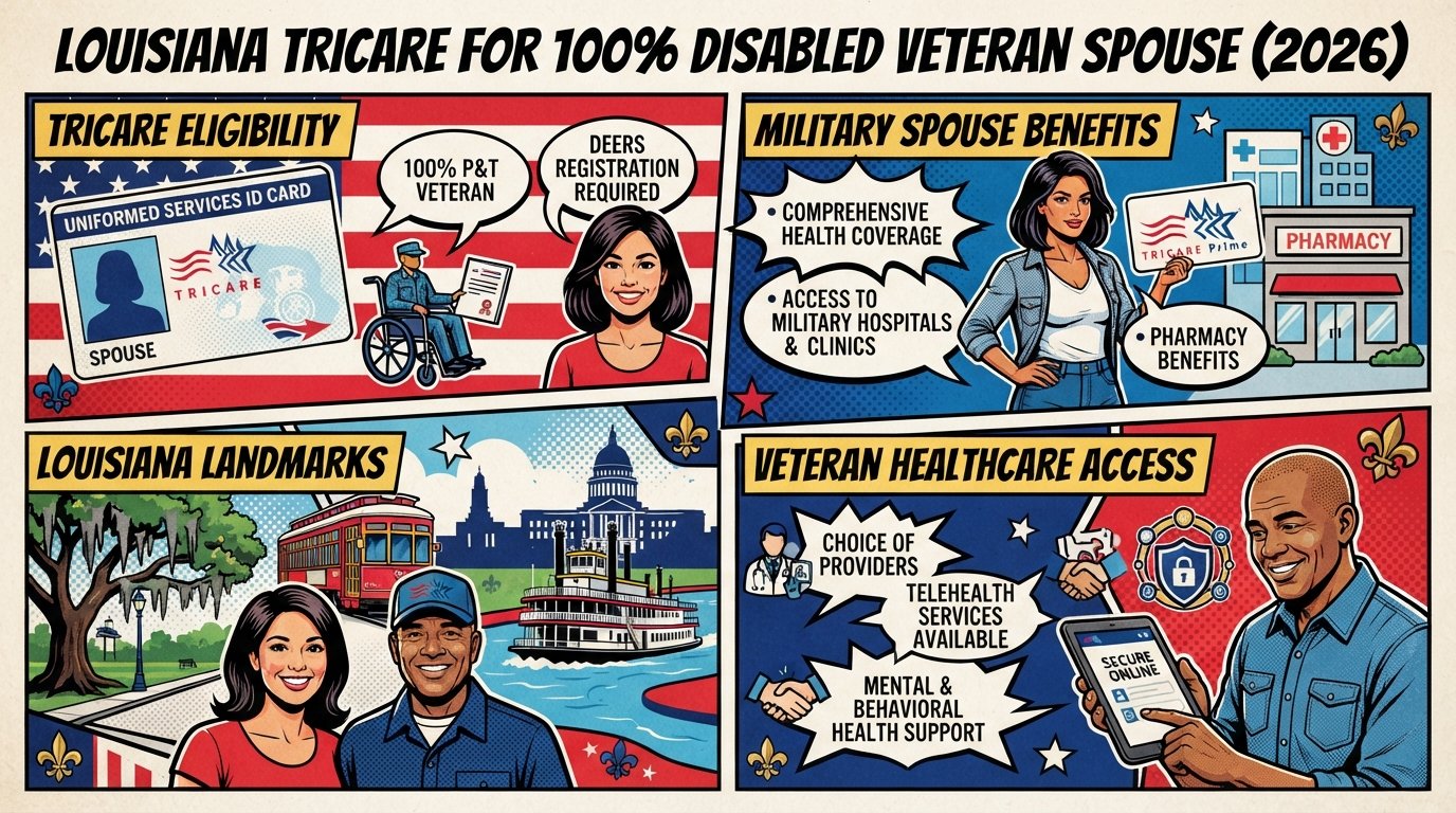 Louisiana TRICARE for 100% Disabled Veteran Spouse (2026)
