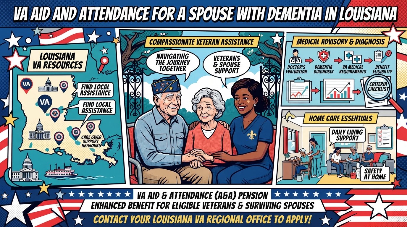 VA Aid and Attendance for a Spouse With Dementia in Louisiana