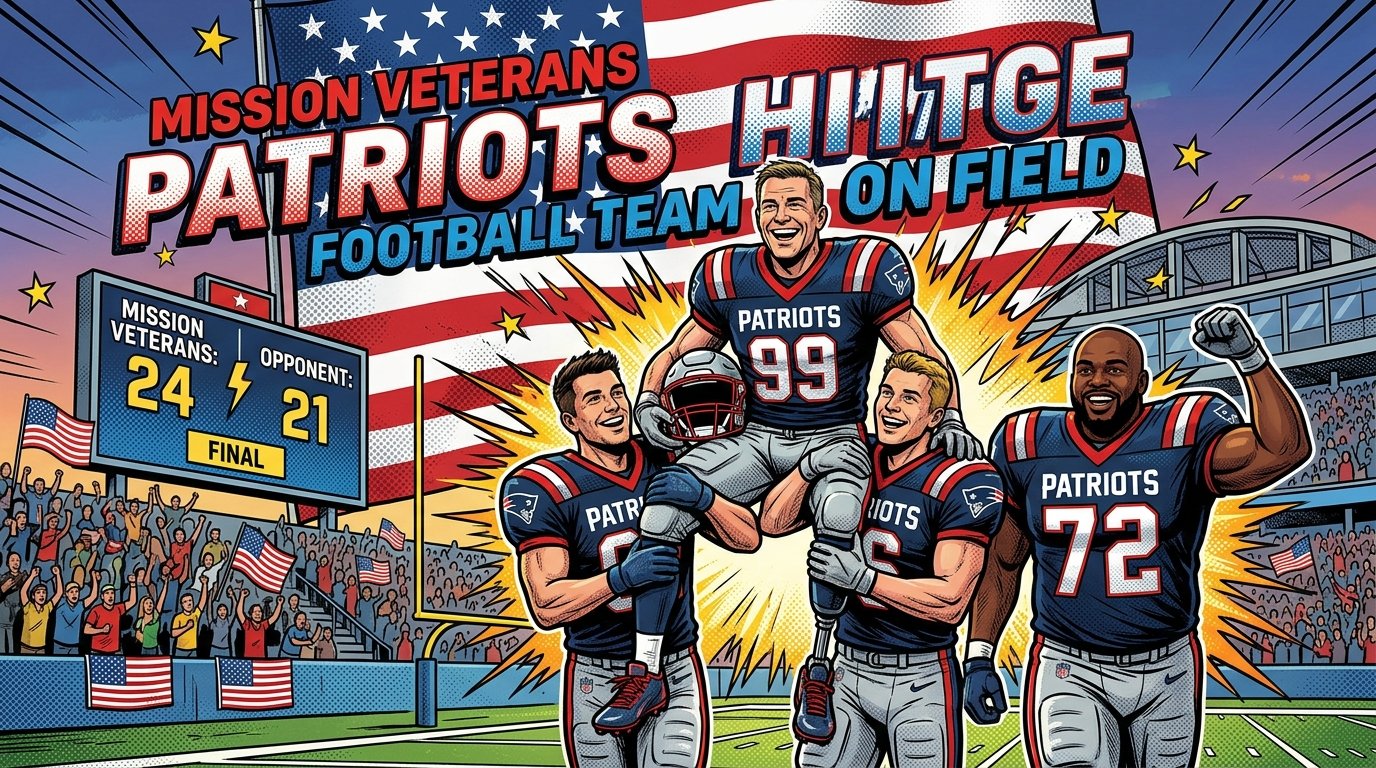 Mission Veterans Patriots football team on field