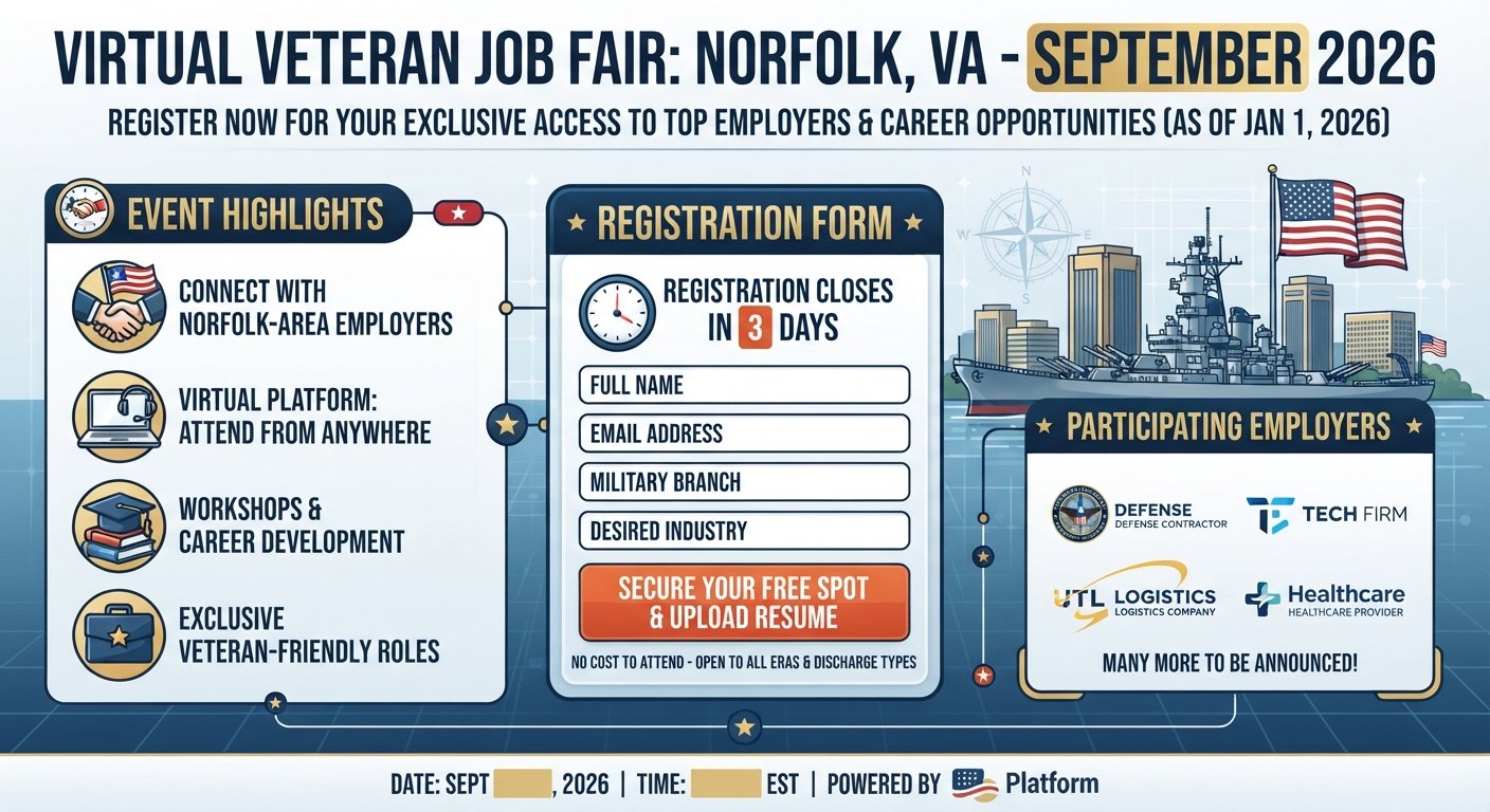 Norfolk Virginia veteran job fair September 2026