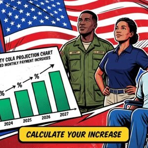 2027 VA disability COLA projection chart showing estimated monthly payment increases