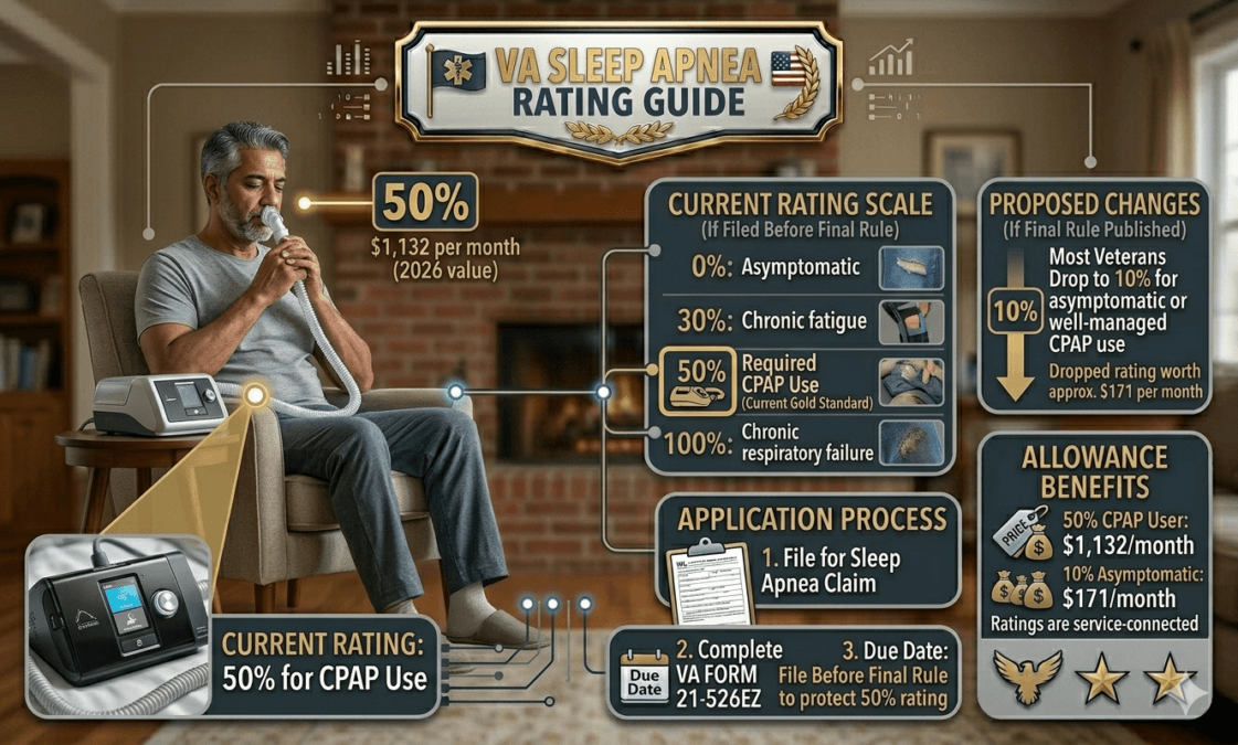 Va Graphics Guide VA Rating for Sleep Apnea 2026: Current 50% Rule vs. Proposed Changes ...
