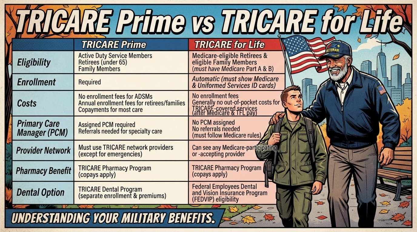 TRICARE Prime vs TRICARE for Life
