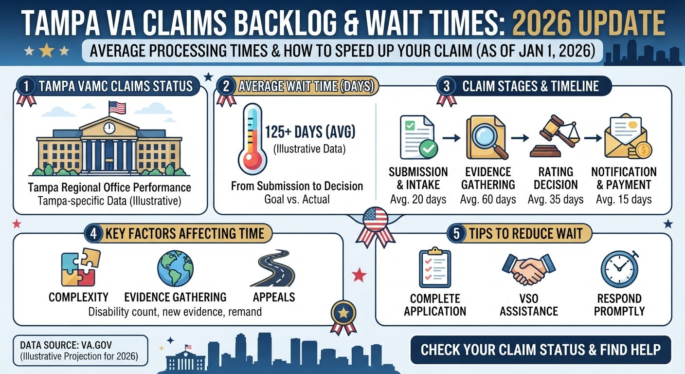 Tampa VA claims backlog wait time 2026