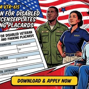 Form VTR-615 Application for Disabled Veteran License Plates and Parking Placards