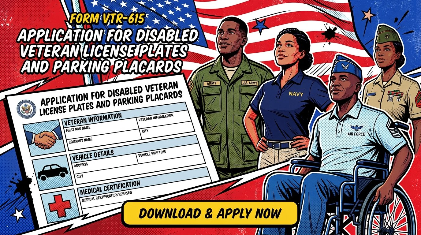 Form VTR-615 Application for Disabled Veteran License Plates and Parking Placards