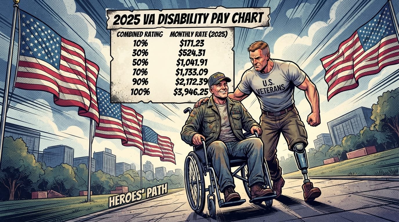 VA disability pay chart 2025