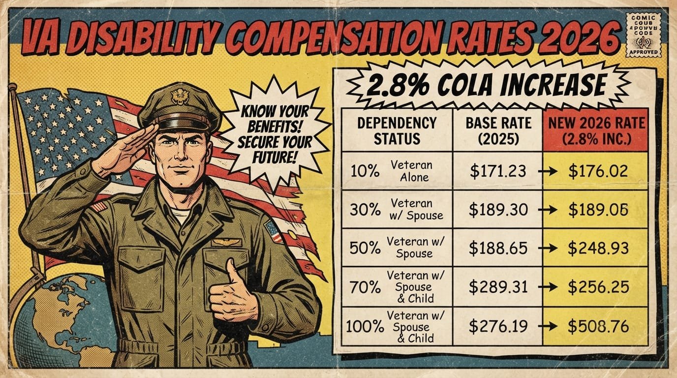 VA disability pay chart 2026