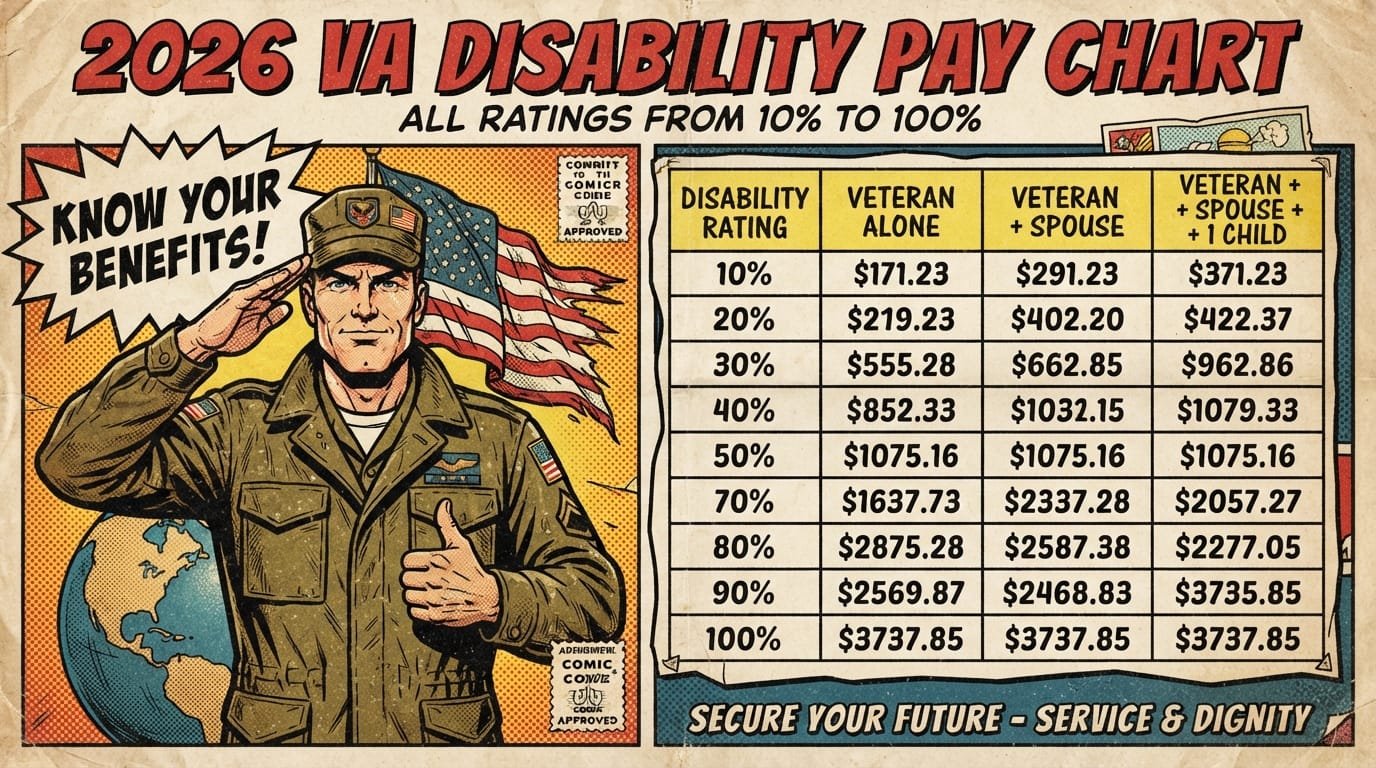 VA disability pay chart 2026