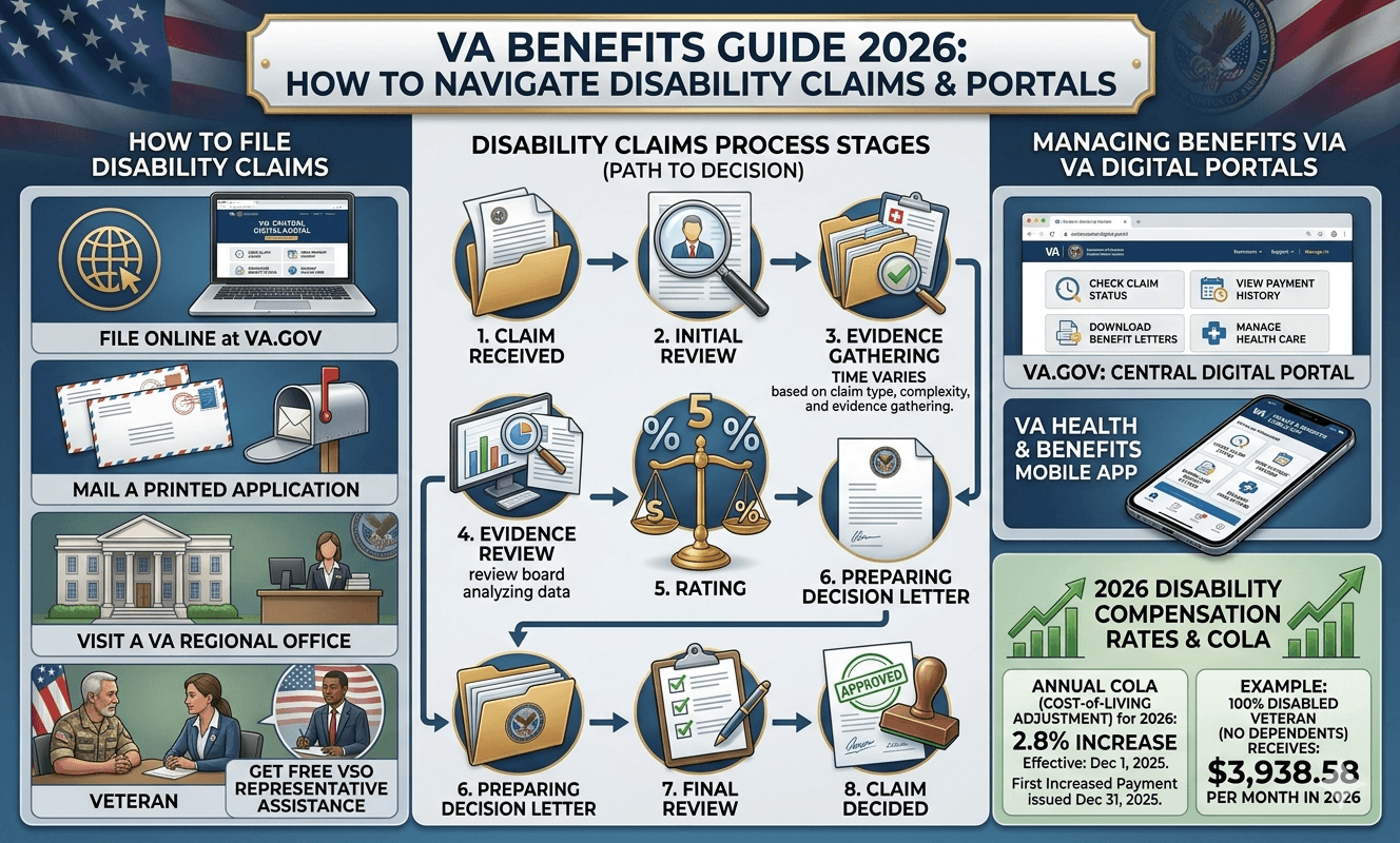 Va Graphics Guide VA Disability Claims: Step-by-Step Guide (2026 Rates Included)
