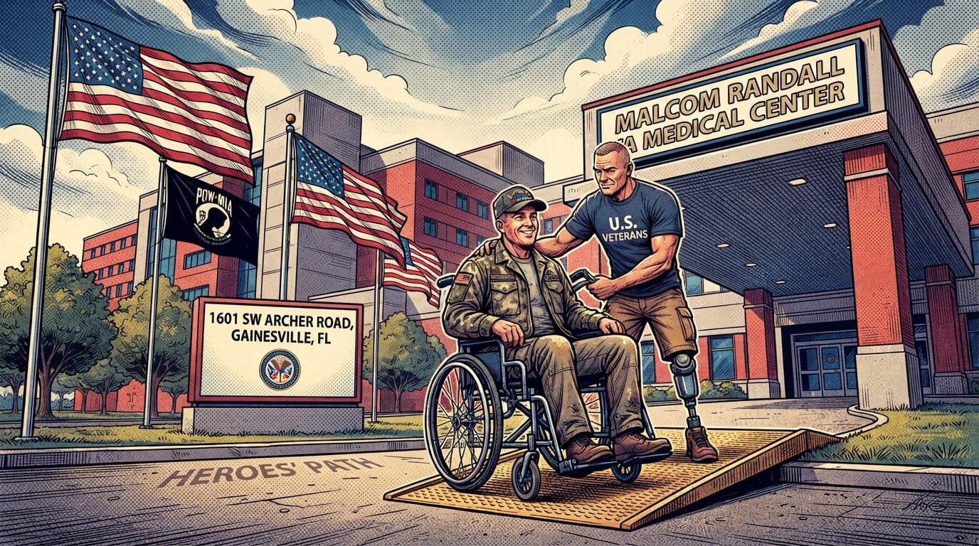 Malcom Randall VA Medical Center exterior at 1601 SW Archer Road, Gainesville, FL