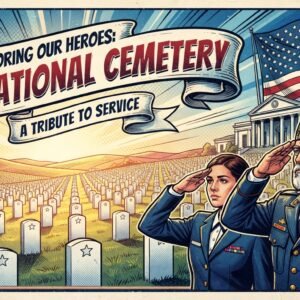 VA national cemetery with rows of white headstones