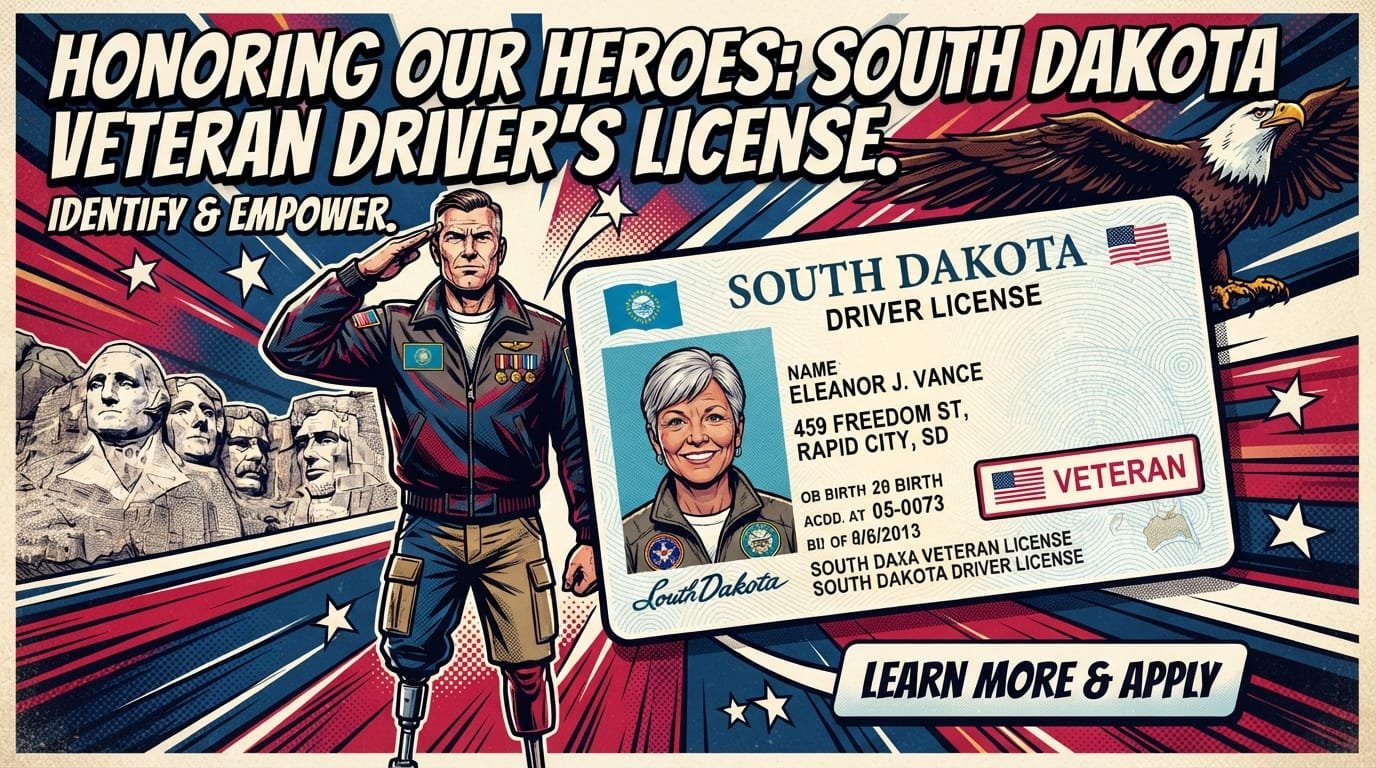 South Dakota driver's license with veteran designation shown on front