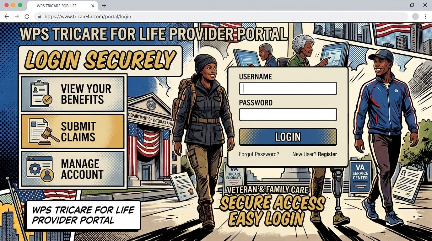 WPS TRICARE For Life Provider Portal login screen at tricare4u.com