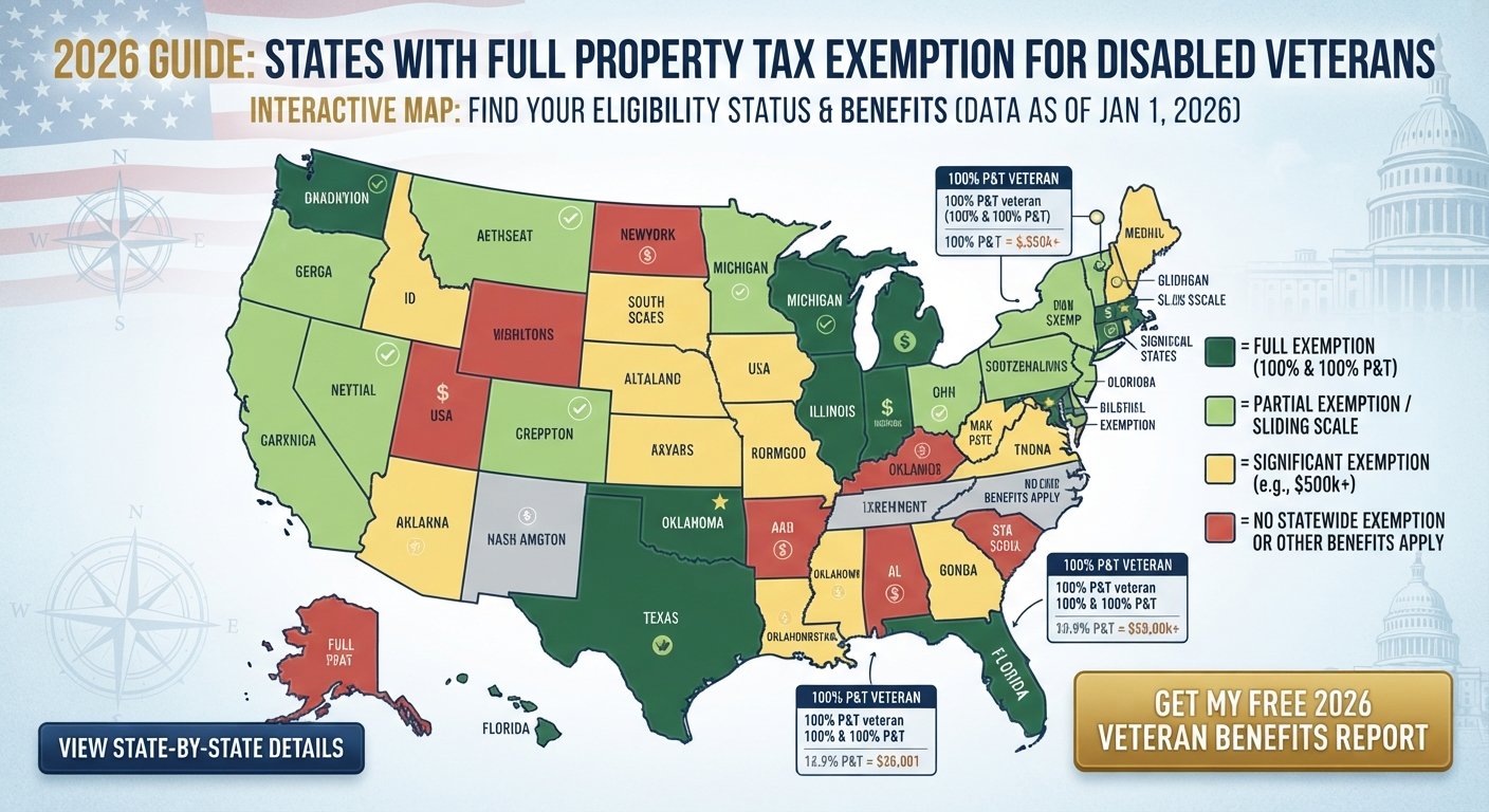 Which states have no property tax for disabled veterans