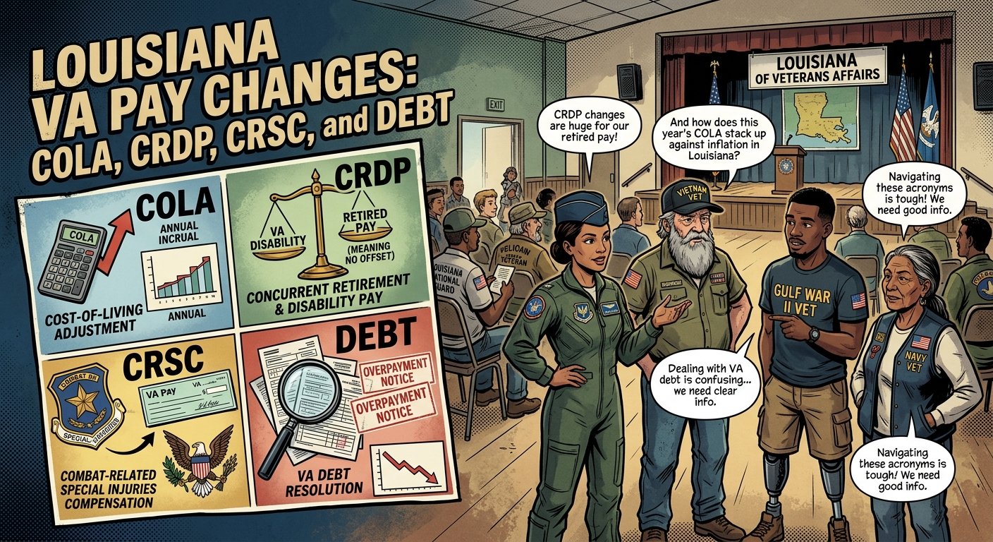 Louisiana VA Pay Changes: COLA, CRDP, CRSC, and Debt