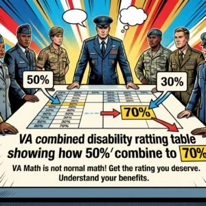 VA combined disability rating table showing how 50% and 30% combine to 70%