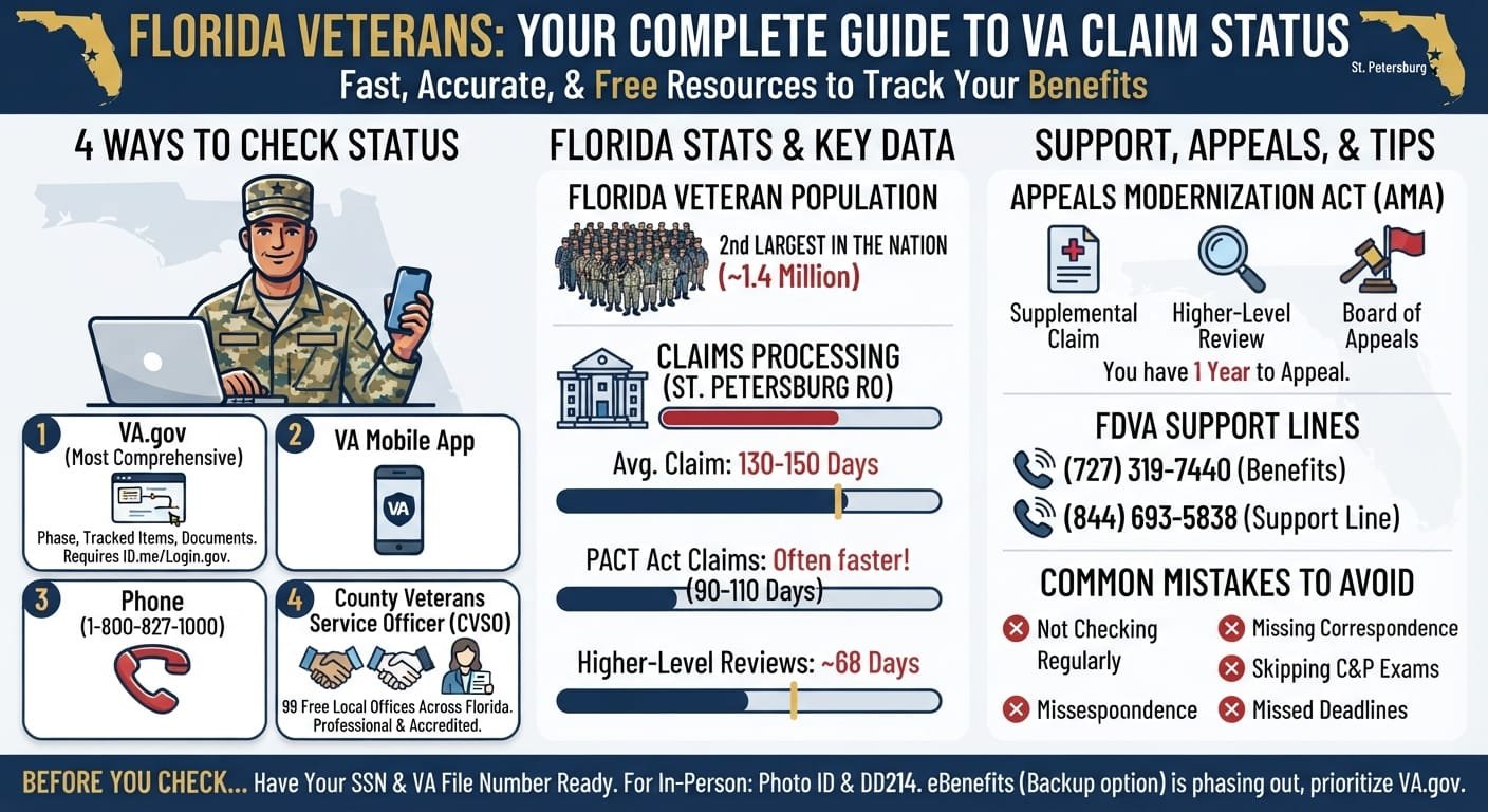 how to check VA claim status Florida veterans