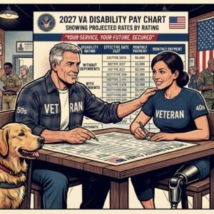 2027 VA disability pay chart showing projected rates by rating