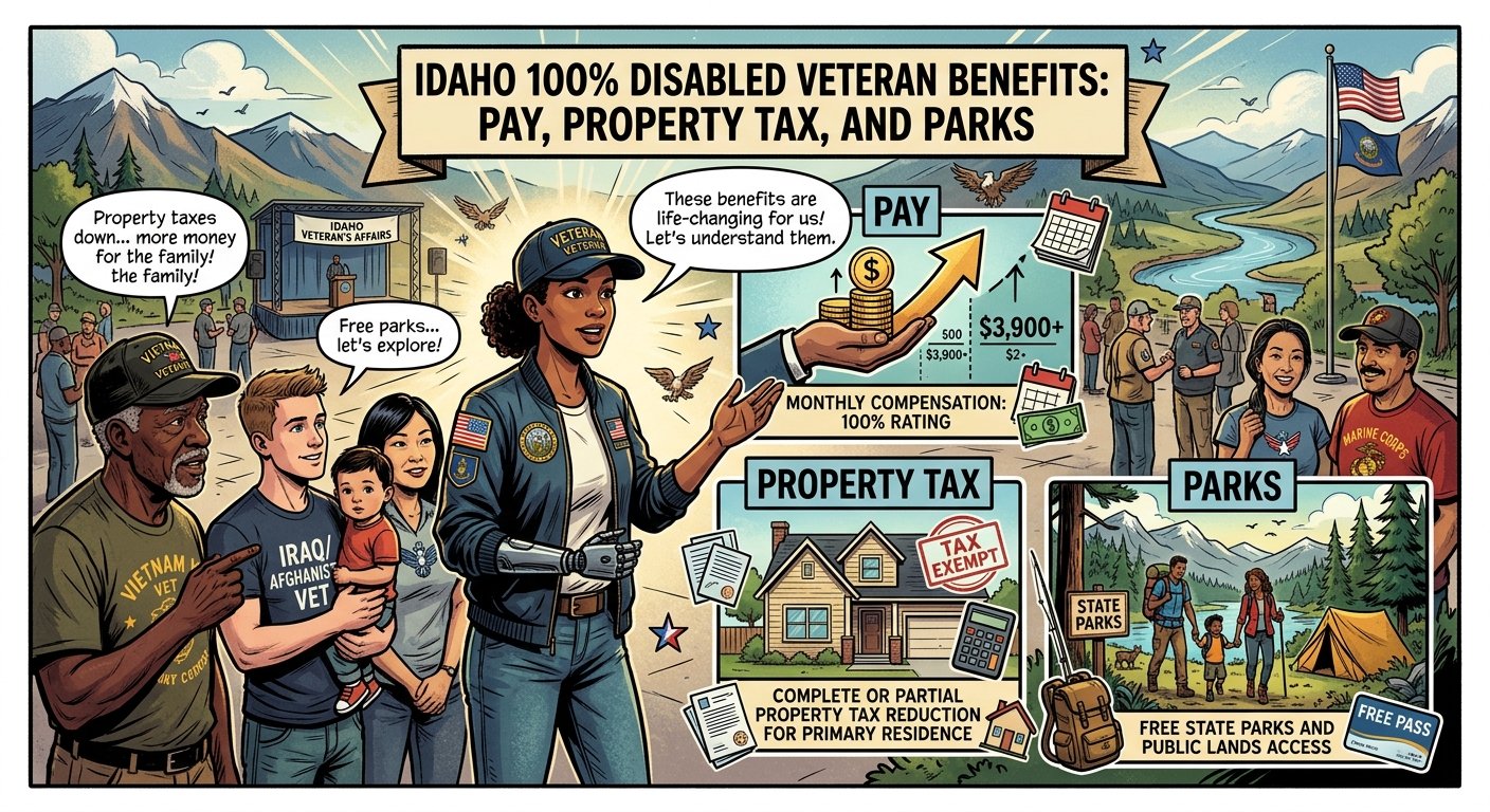 Idaho 100% Disabled Veteran Benefits: Pay, Property Tax, and Parks