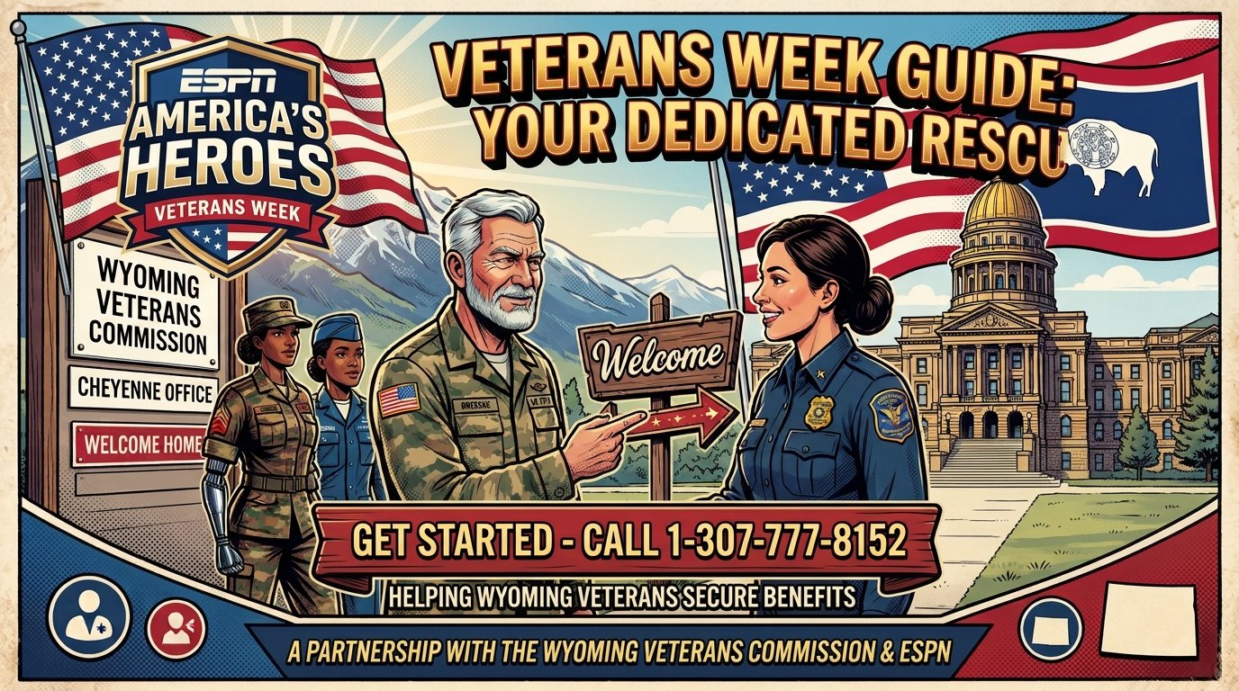 ESPN America's Heroes Veterans Week logo with American flag